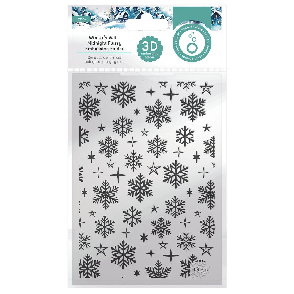 Midnight Flurry Embossing Folder 3D / Folder de Copos de Nieve Folders de Grabado Tonic Studios