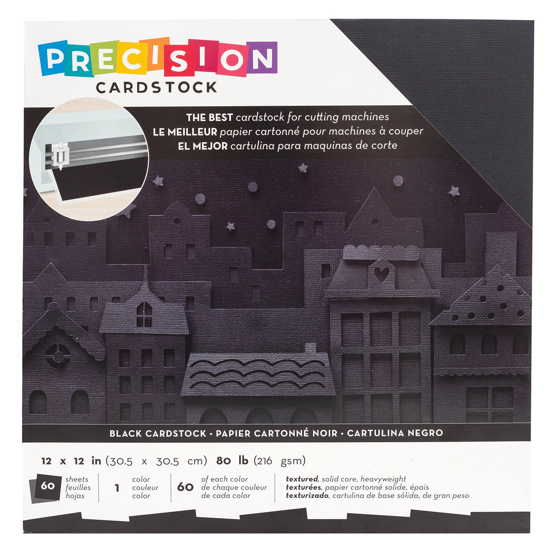 Black Precision Cardstock Pack 12&quot;  / Paquete de Cartulina Negra Texturizada Papel American Crafts