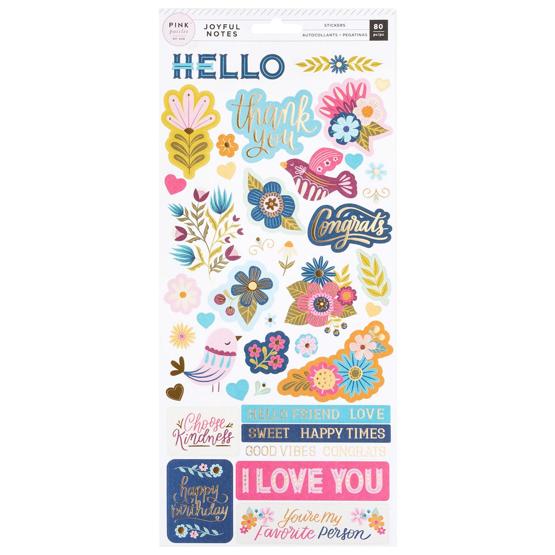 Joyful Notes Stickers / Estampas Decorativas con Foil Stickers Pink Paislee