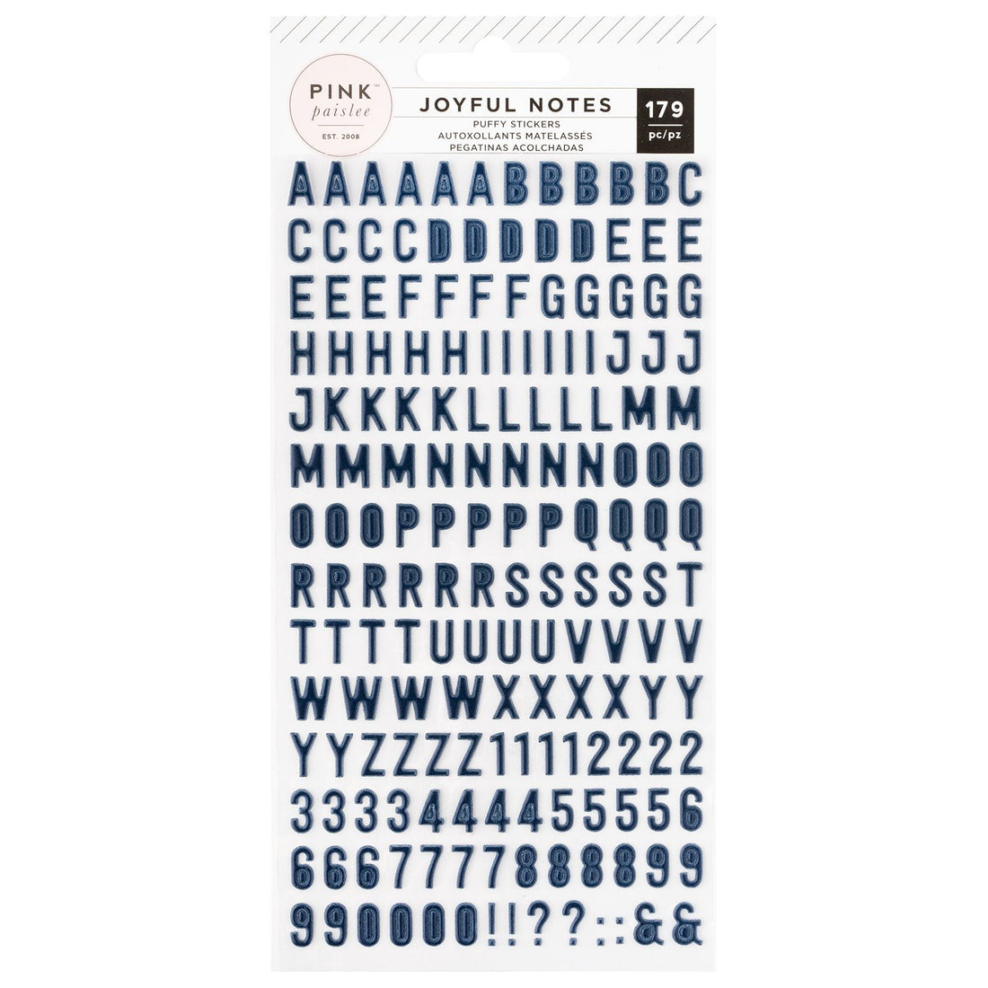 Joyful Notes Alphabet Mini Thickers Stickers / Estampas de Alfabeto Mini Stickers Pink Paislee