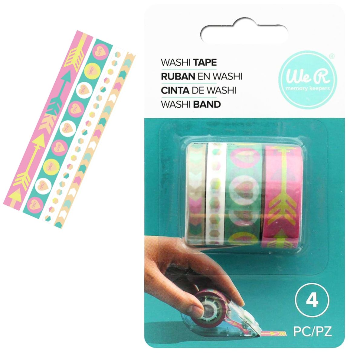 Cinta Washi Tape Adhesiva Decorativa Color Pastel 5mt X 7 U.