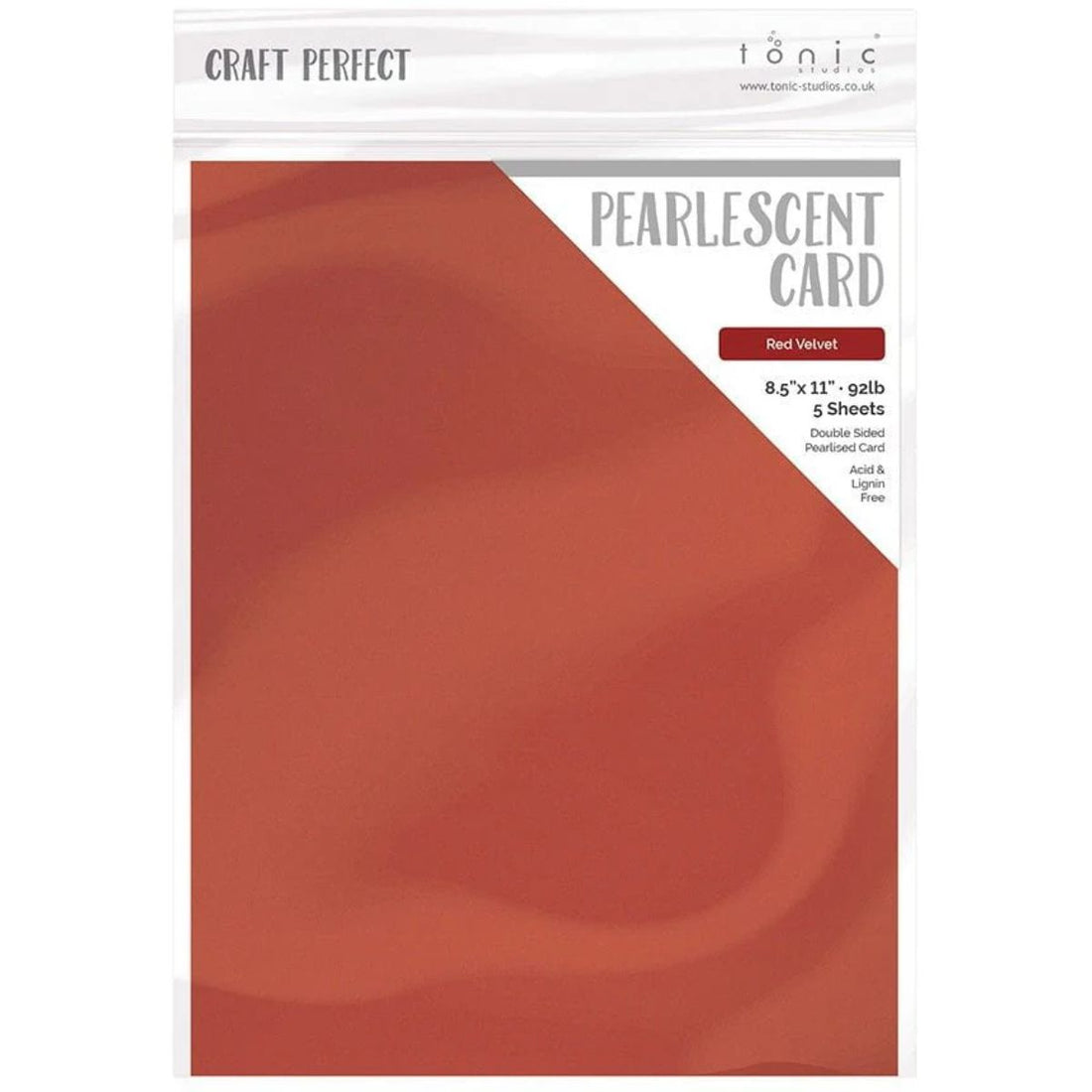 Pearlescent Cardstock Pearl Red Velvet / 5 Hojas de Cartulina Aperlada Rojo PAPEL Tonic Studios