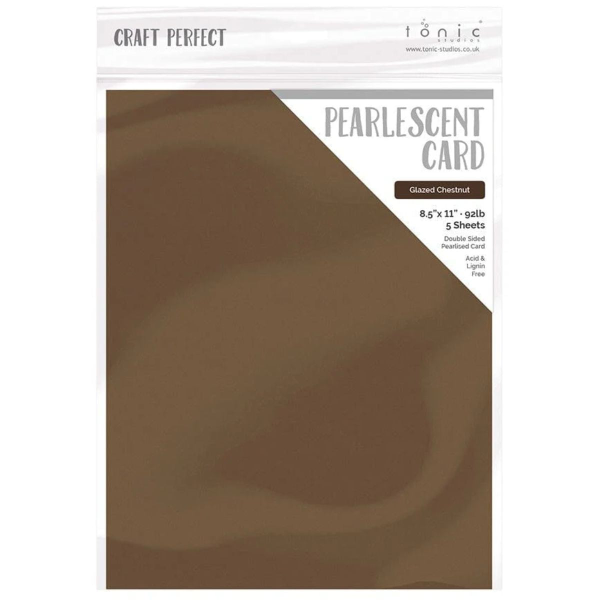 Pearlescent Cardstock Pearl Glazed Chestnut / 5 Hojas de Cartulina Aperlada Nuez PAPEL Tonic Studios