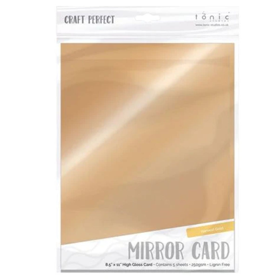 Satin Mirror Cardstock High Harvest Gold / 5 Hojas Cartulina Satinada Espejo Cosecha Dorada PAPEL Tonic Studios