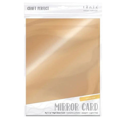 Satin Mirror Cardstock High Harvest Gold / 5 Hojas Cartulina Satinada Espejo Cosecha Dorada PAPEL Tonic Studios