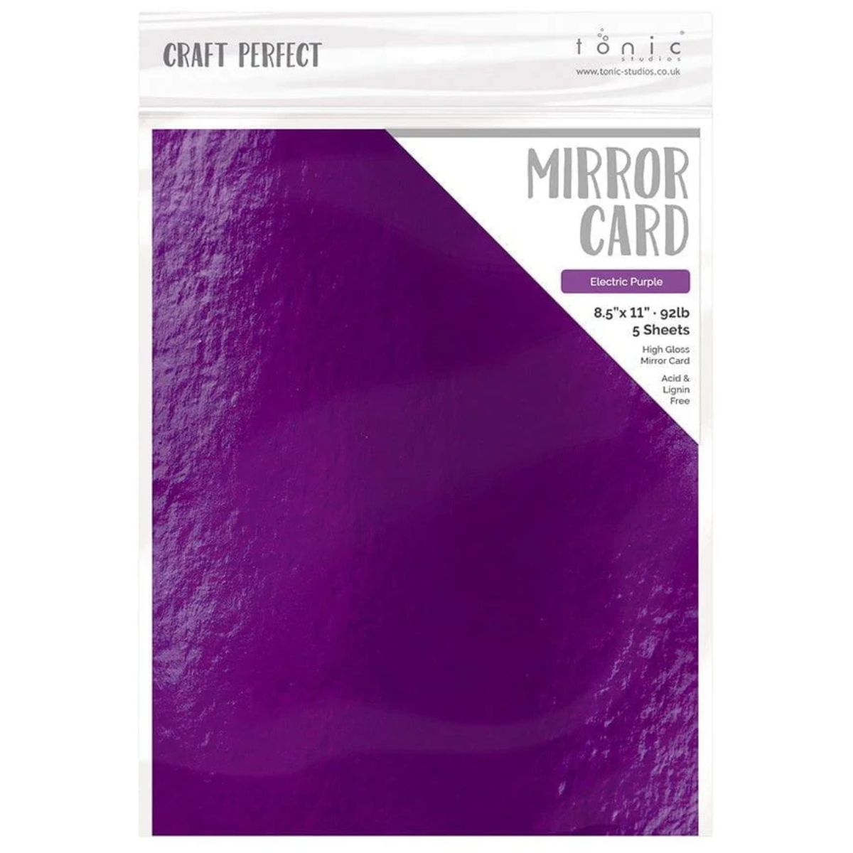 Mirror Electric Purple Cardstock / 5 Hojas de Cartulina Espejo Morado PAPEL Tonic Studios