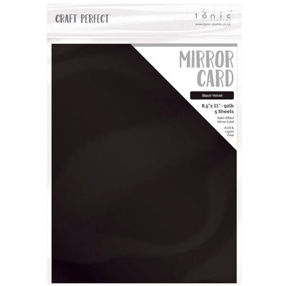 Satin Mirror Cardstock Black Velvet / 5 Hojas de Cartulina Espejo Satinada Negra PAPEL Tonic Studios