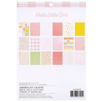 Hello Little Girl Paper Pad 6&quot; / Block Papel Hola Pequeña Papel American Crafts