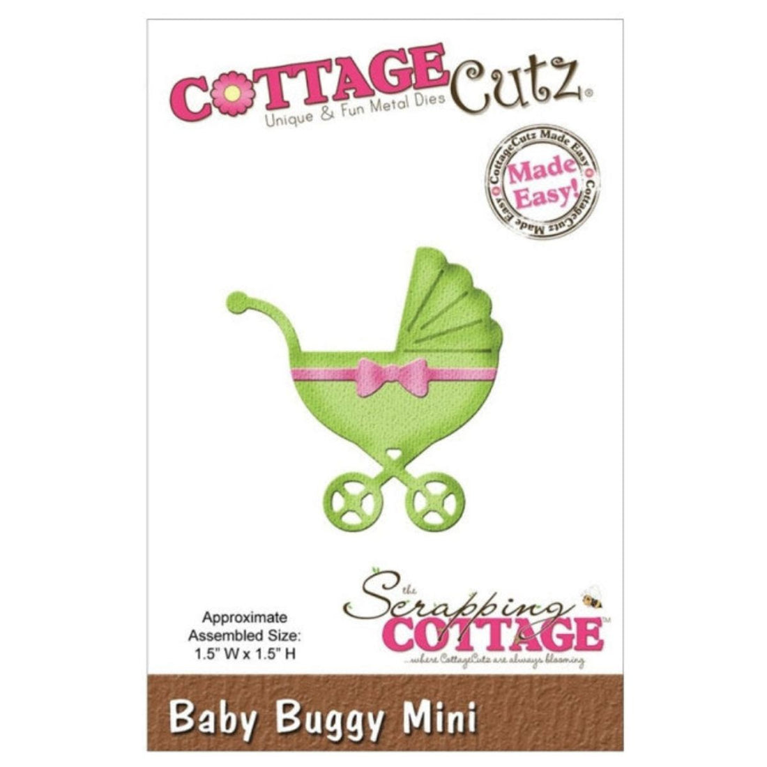 Suaje de Corte de Carriola Chica / Baby Buggy Mini Dados de Corte / Suajes / Troqueles Cottage Cutz