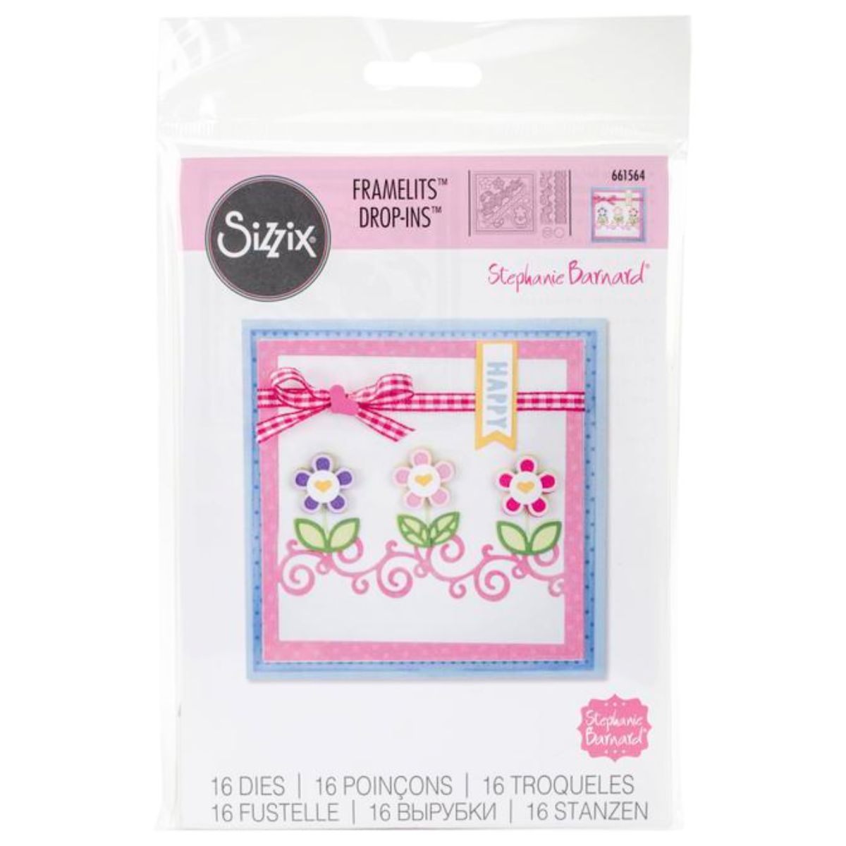 Framelits Die Card Front with Borders Drop-ins / Suaje de Tarjeta con Bordes Dados de Corte / Suajes / Troqueles Sizzix