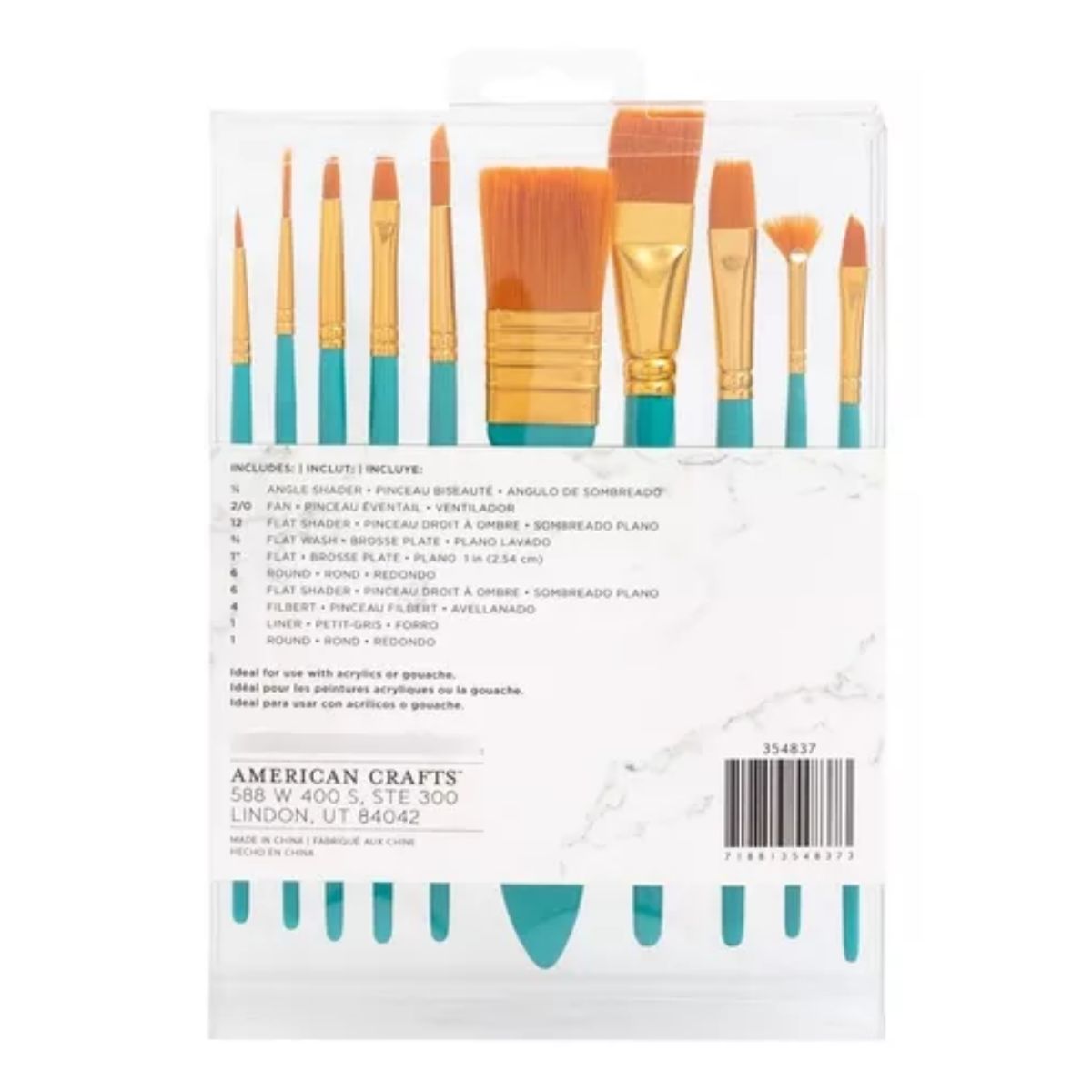 Air Supply Basics Paint Brushes Acrylic / Pinceles para Acrílico Pinceles y Brochas Art Supply Basics