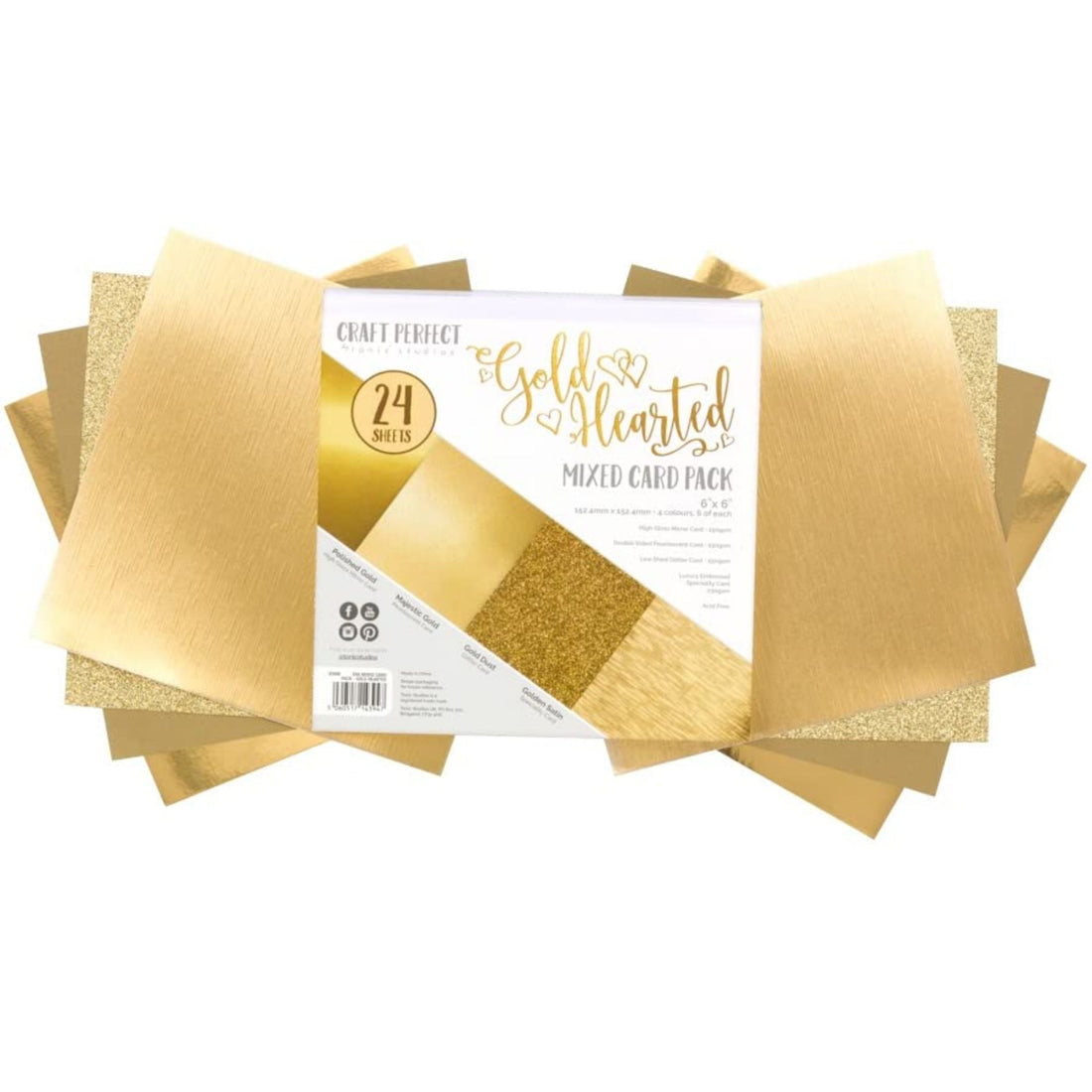 Mixed Card Pack Gold Hearted / Papel en Tonos Dorados 6&quot;x6&quot; Papel Tonic Studios