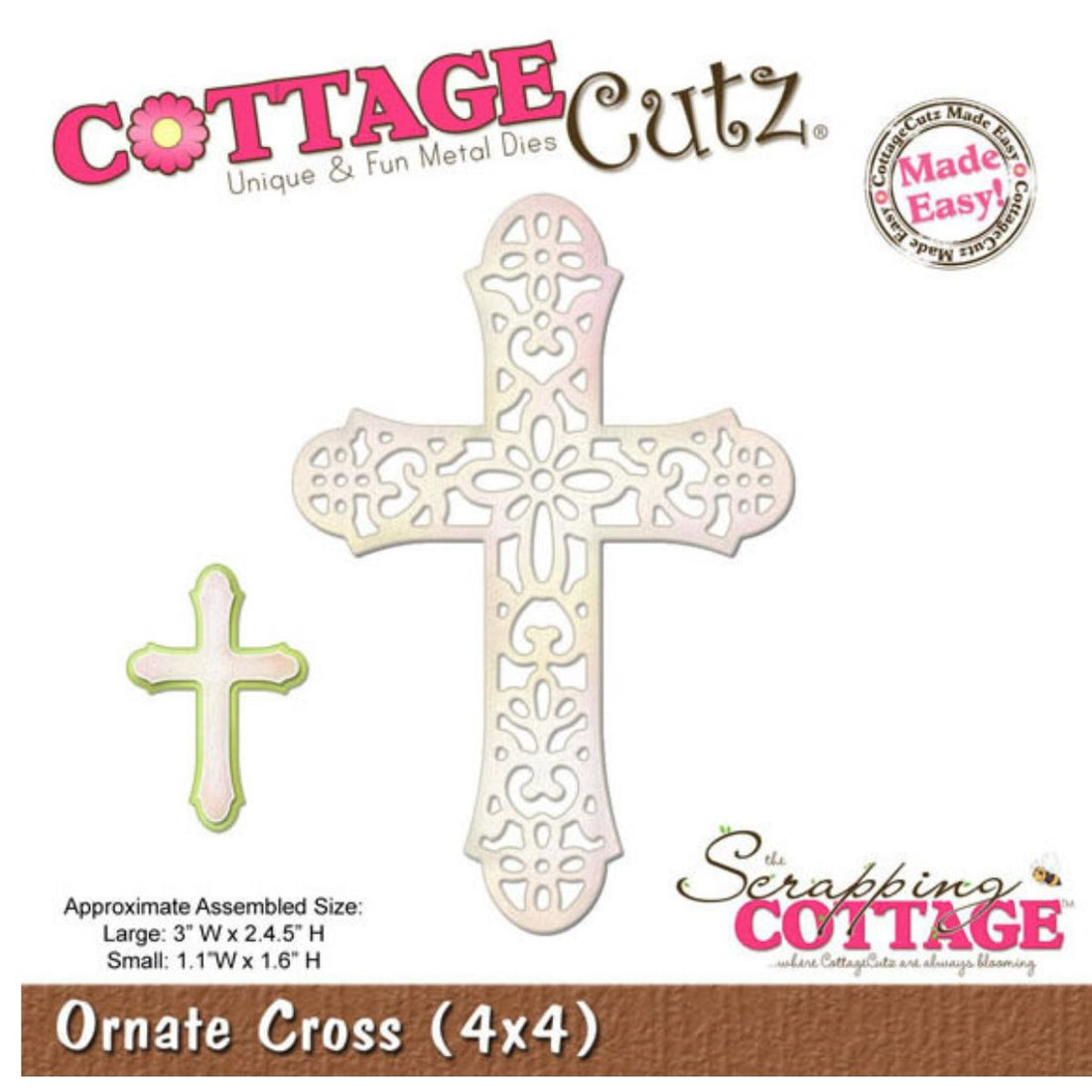 Suaje de Corte de Cruz / Ornate Cross Dados de Corte / Suajes / Troqueles Cottage Cutz