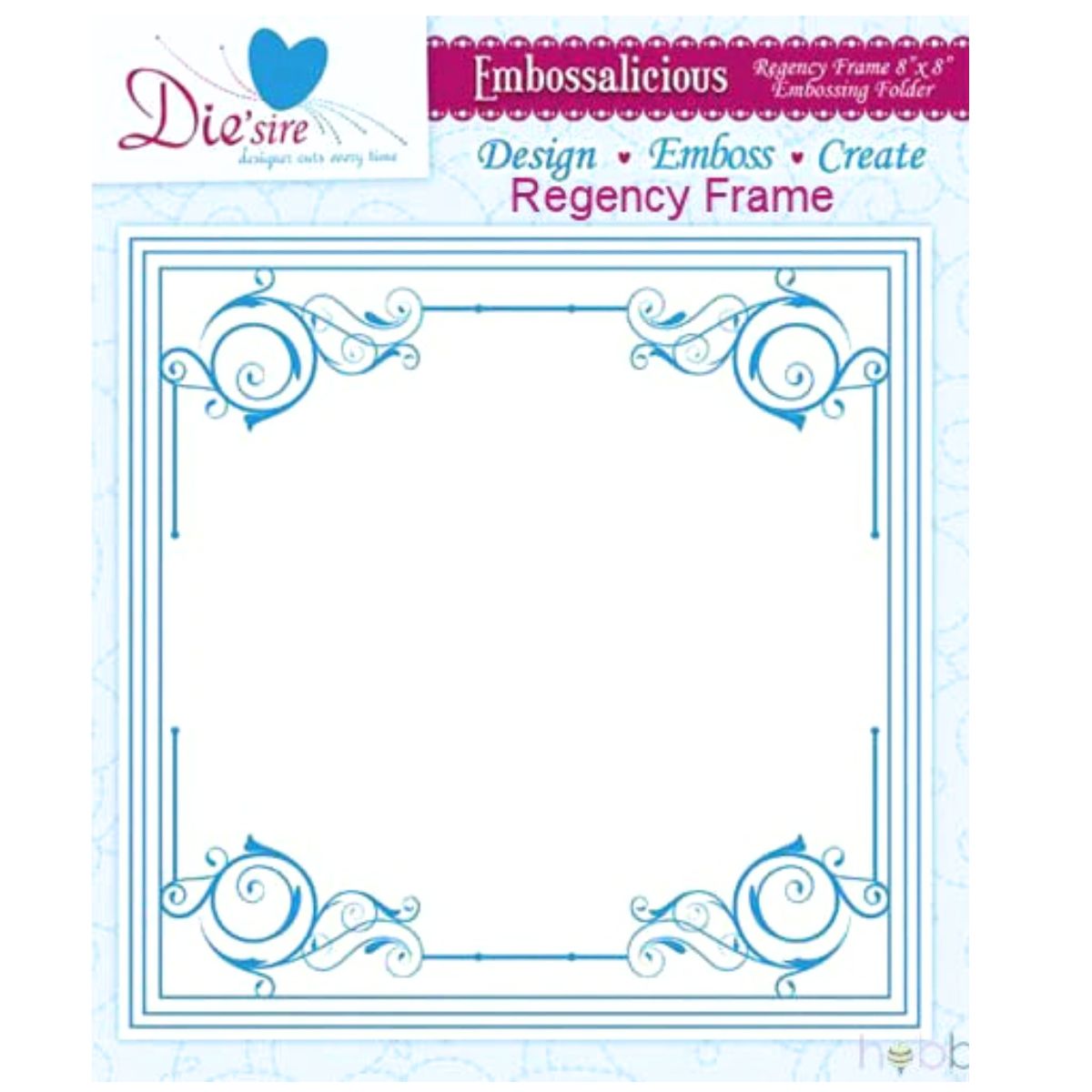 Embossalicious Regency Frame 8&quot; x 8&quot; / Folder de Grabado Grande Marco Decorado Folders de Grabado Crafter&