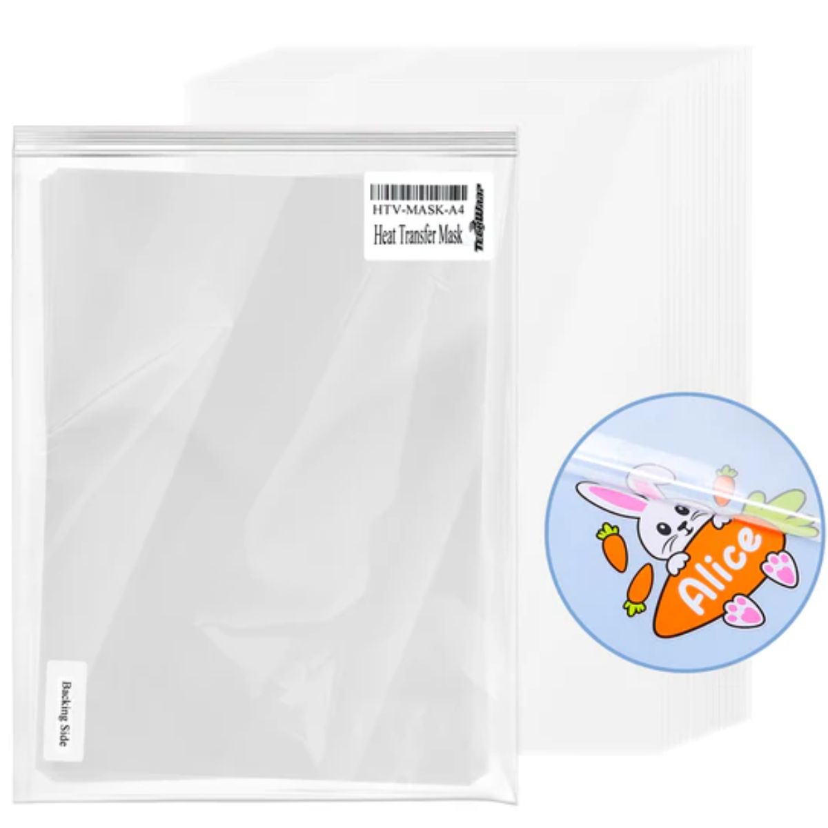 Heat Transfer Mask Sheets / 15 Hojas de Transfer Térmico Transparente Liner Viniles Teckwrap