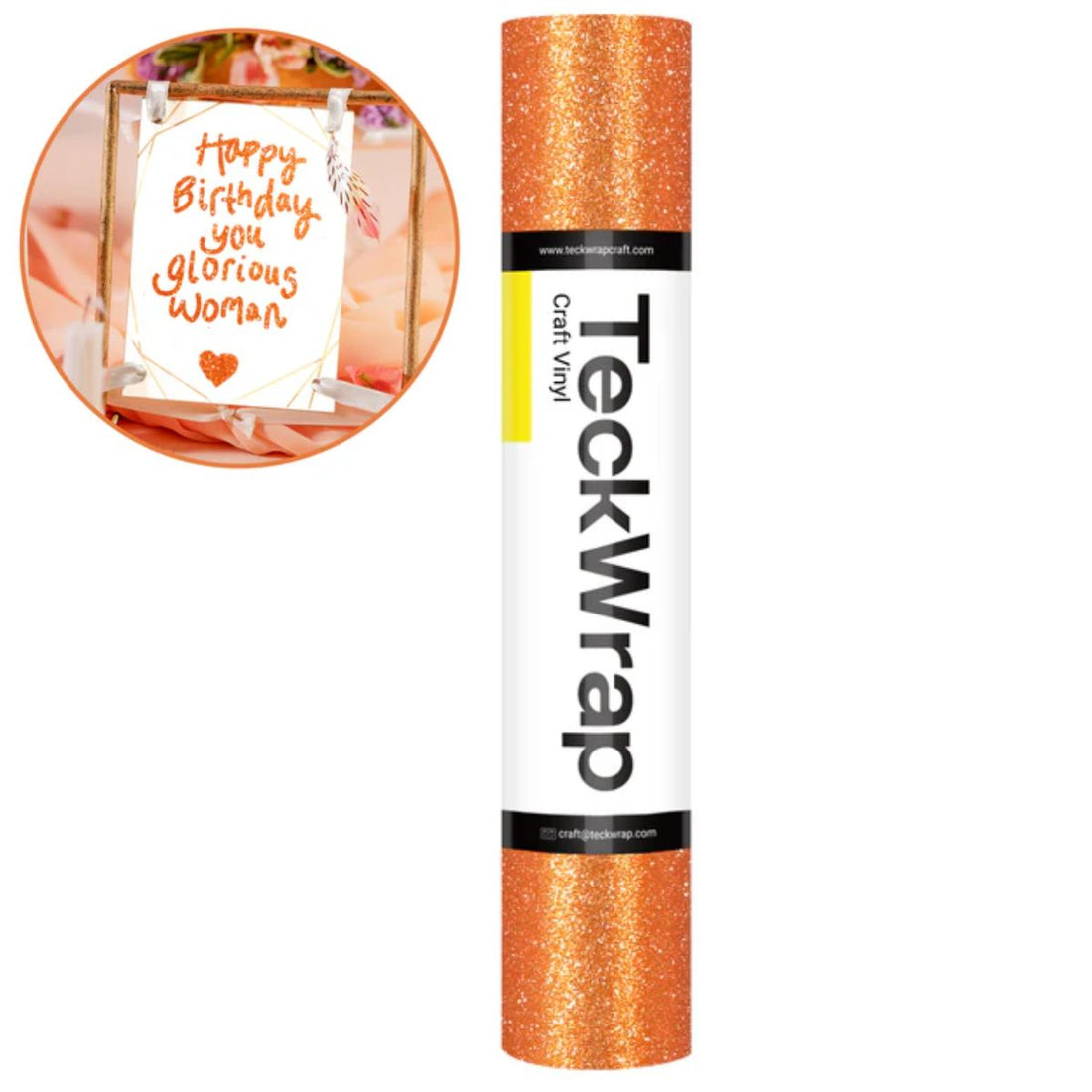 Orange Burst Glitter Adhesive Vinyl / Vinil Adhesivo con Diamantina Naranja Viniles Teckwrap