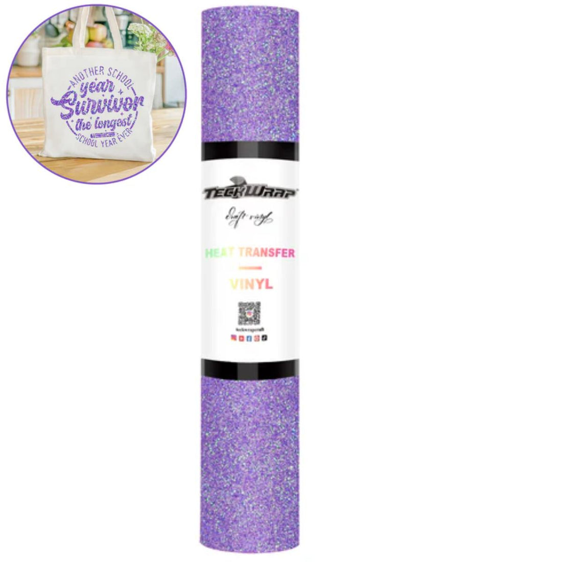 Lavender Fancy Glitter Heat Transfer Vinyl / Vinil Termoadhesivo Diamantina Elegante Morado Viniles Teckwrap