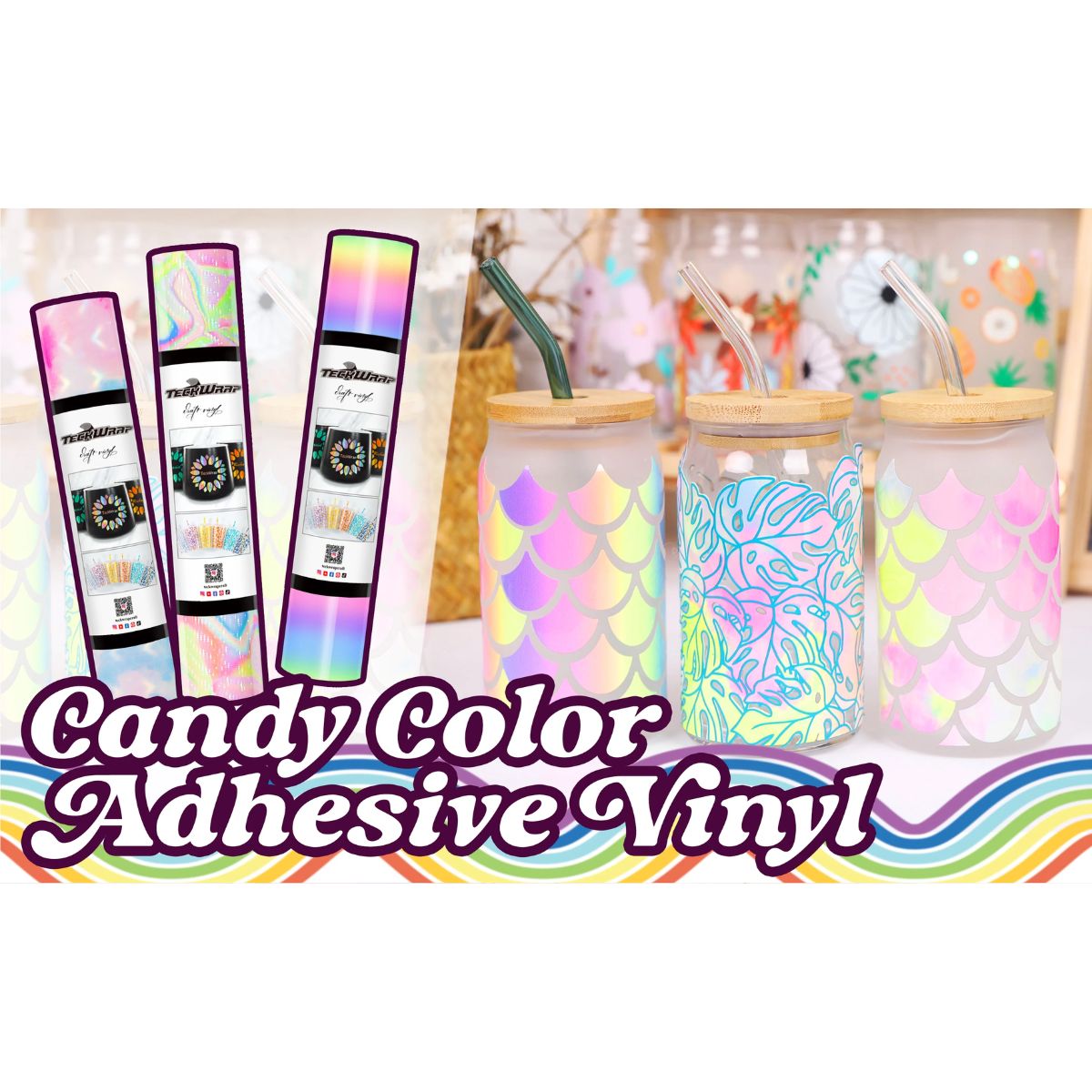 Rainbow Stripes Candy Color Craft Vinyl / Vinil Arcoirirs Pastel Viniles Teckwrap