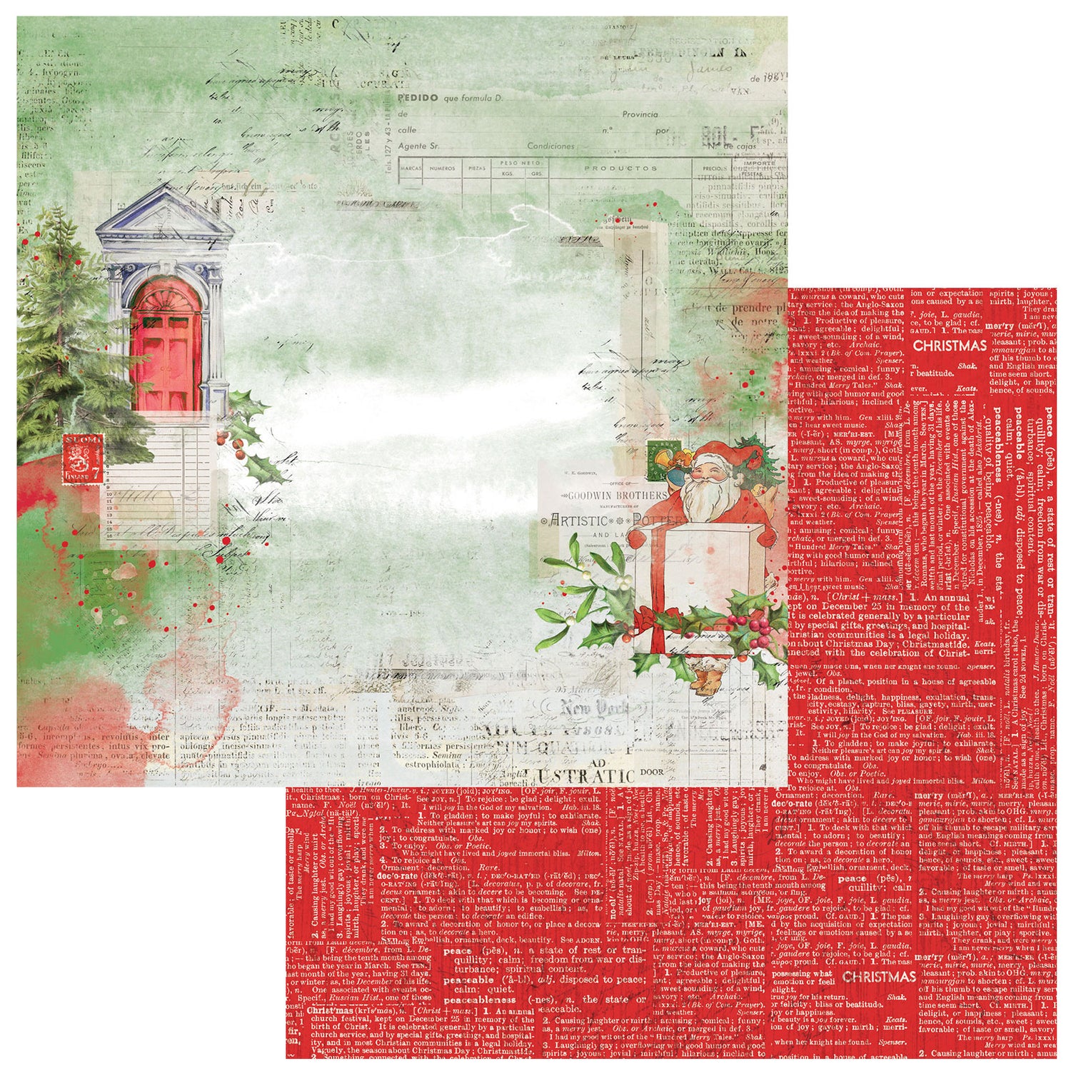 Christmas Spectacular Cardstock 12&quot; / Block de Cartulina Navideña Doble Cara Papel 49 and Market