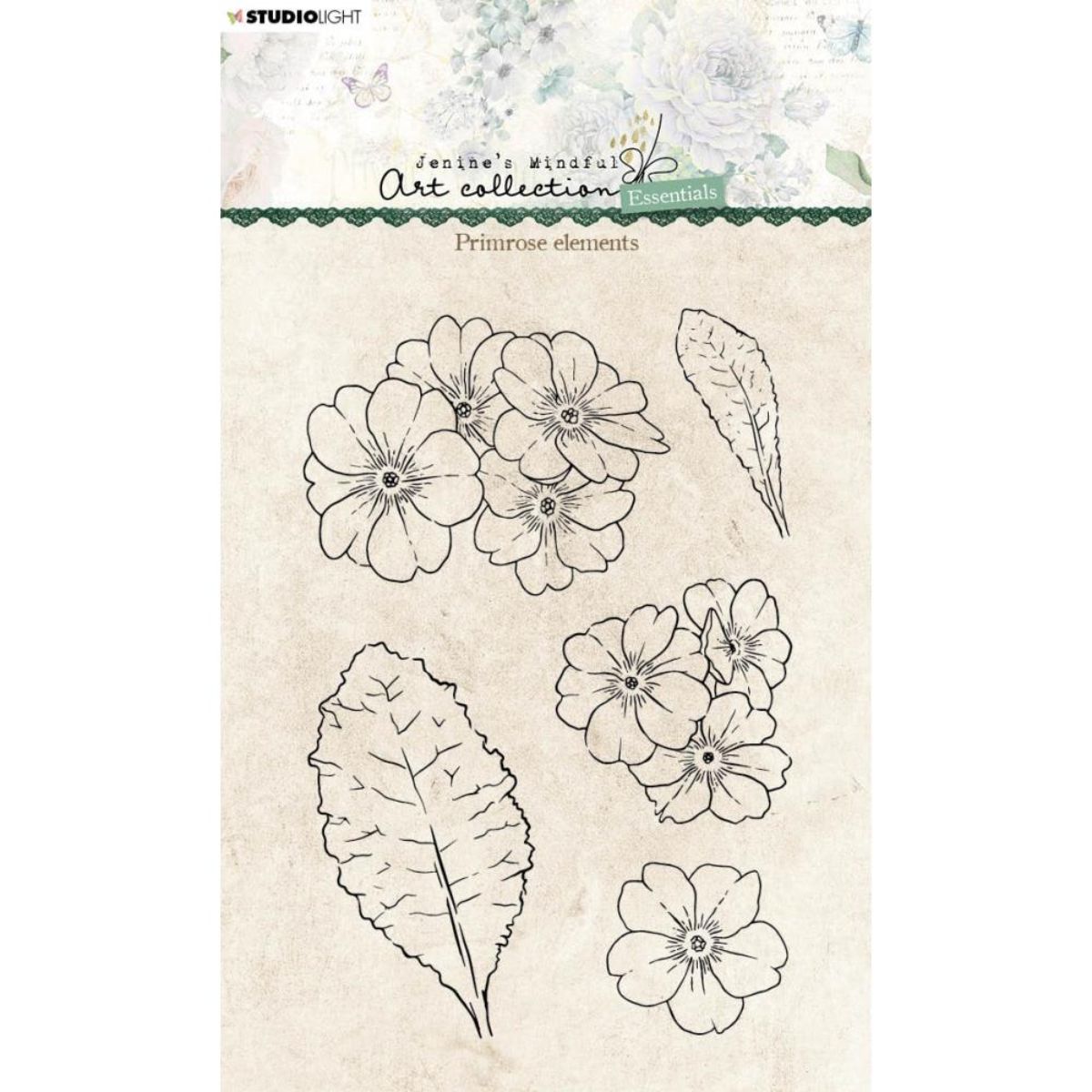 Primrose Elements Clear Acrylic Stamps / Sellos de Polímero Flores Sellos Studio Light