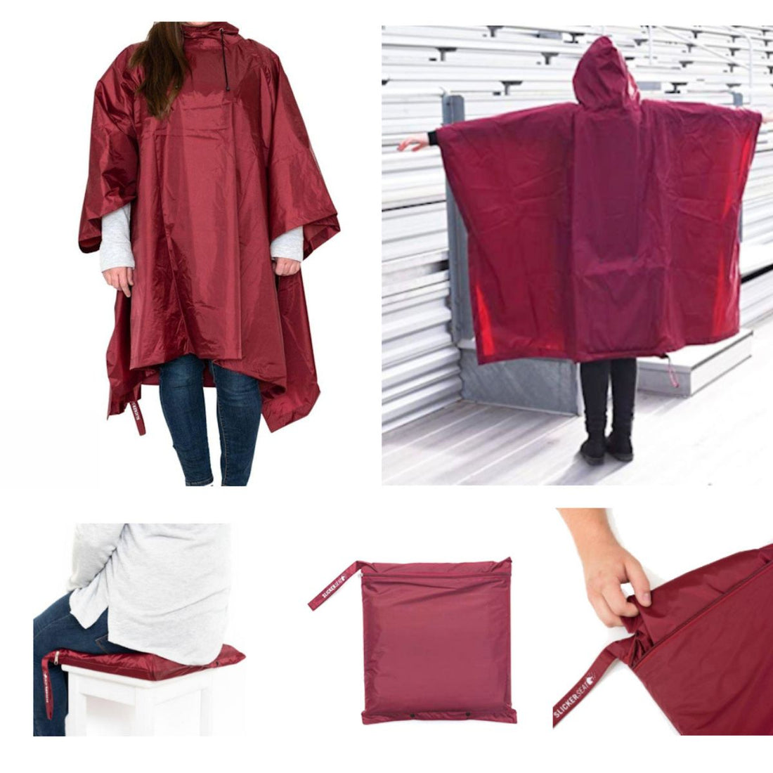 Slicker Seat Unisex Raincoat / Poncho Impermeable Rojo Regalos Slicker Seat