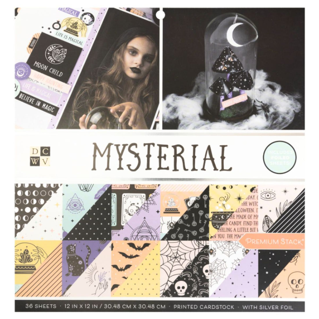 Cardstock Mysterial 12&quot; / Block Cartulina Doble Cara Halloween Papel DCWV