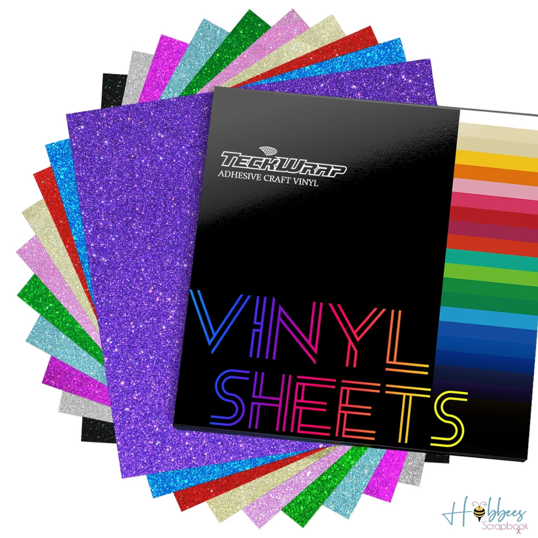 Glitter Vinyl Sheets Pack / 10 Hojas de Vinil Adhesivo Diamantina Viniles Teckwrap