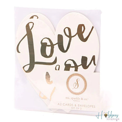 Cards &amp; Envelopes Heart Foil  Gold/ Tarjetas de Corazón y Sobre con Foil Dorado Kits / Sets Ms Sparkle &amp; Co