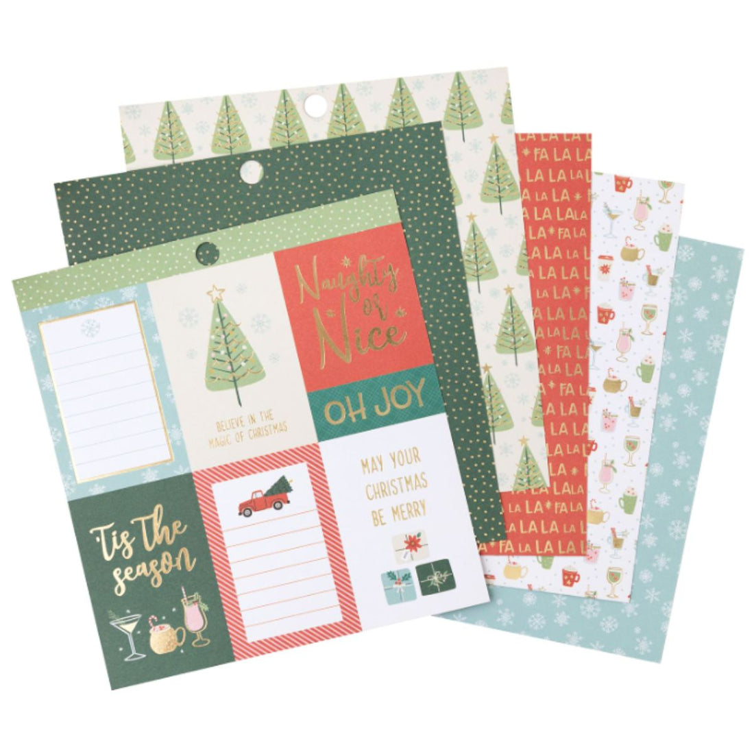 Cardstock Stack Holiday Delight 6&quot; / Cartulina Doble Cara Holiday Delight Con Foil Papel DCWV