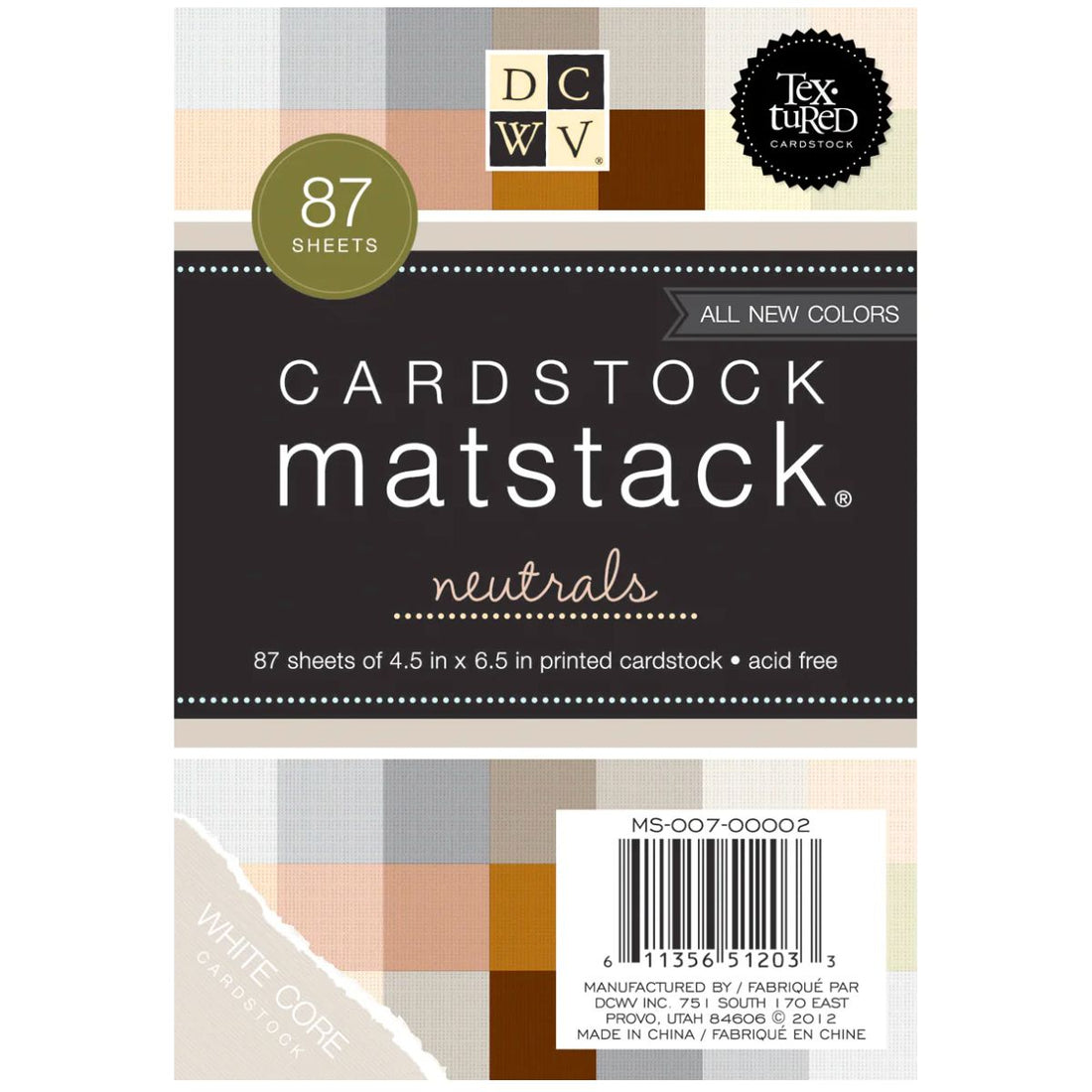 Single-Sided Mat Stack Neutrals /  Block de Cartulina Colores Neutrales 4.5&quot; Papel DCWV