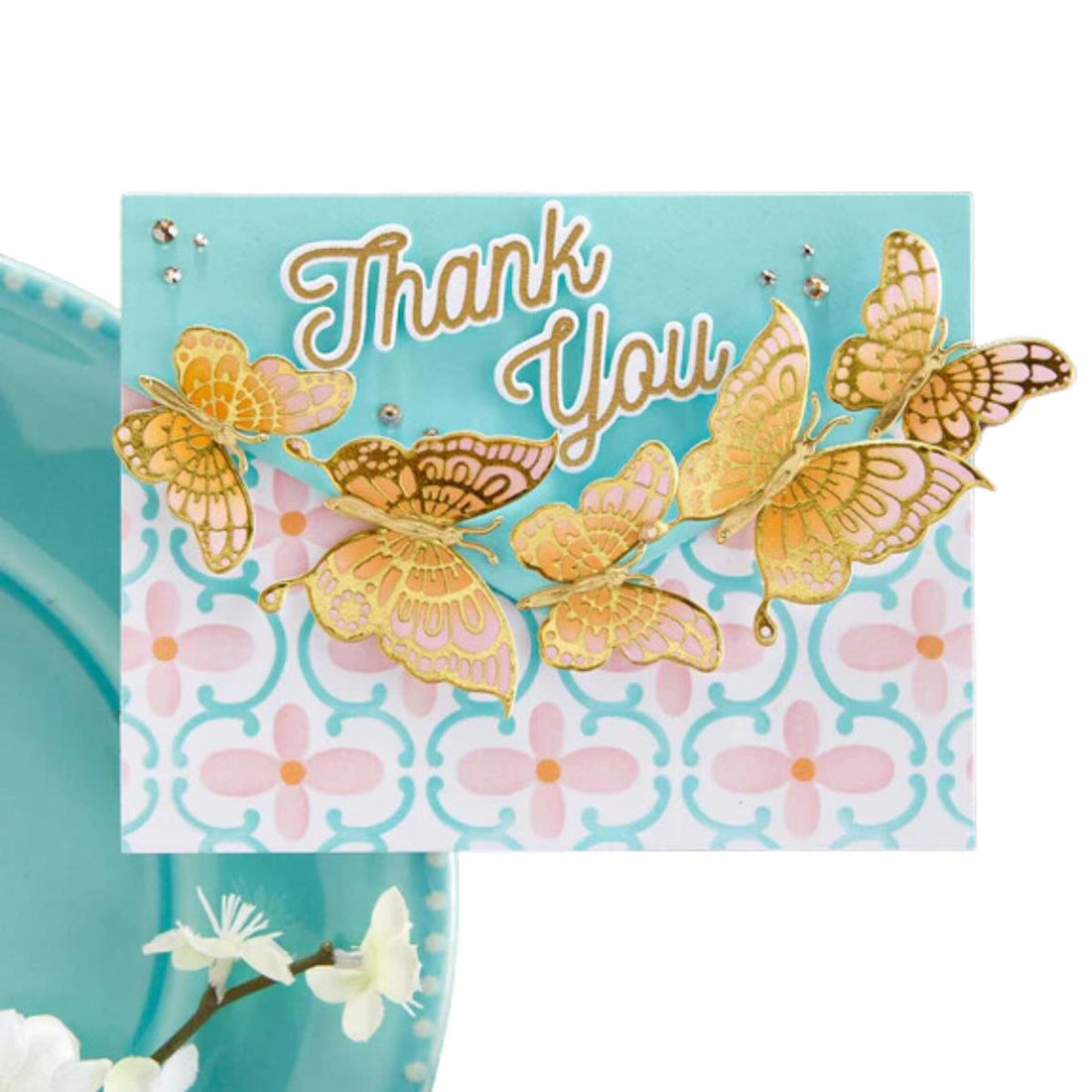 Glimmer Edge Butterflies Hot Foil Plate &amp; Die Set  / Suajes de Mariposas Hot Foil Dados de Corte / Suajes / Troqueles Spellbinders