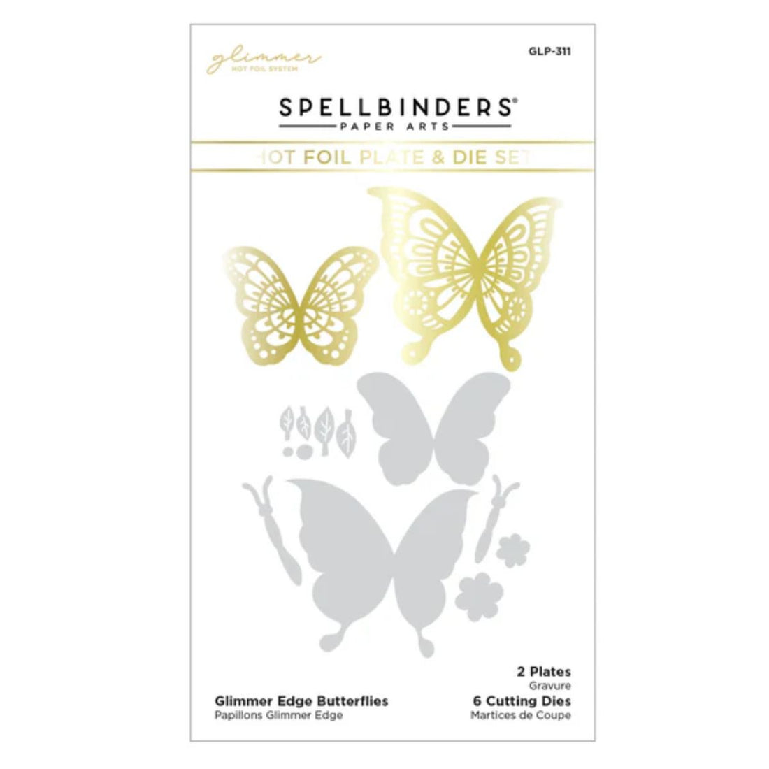 Glimmer Edge Butterflies Hot Foil Plate &amp; Die Set  / Suajes de Mariposas Hot Foil Dados de Corte / Suajes / Troqueles Spellbinders