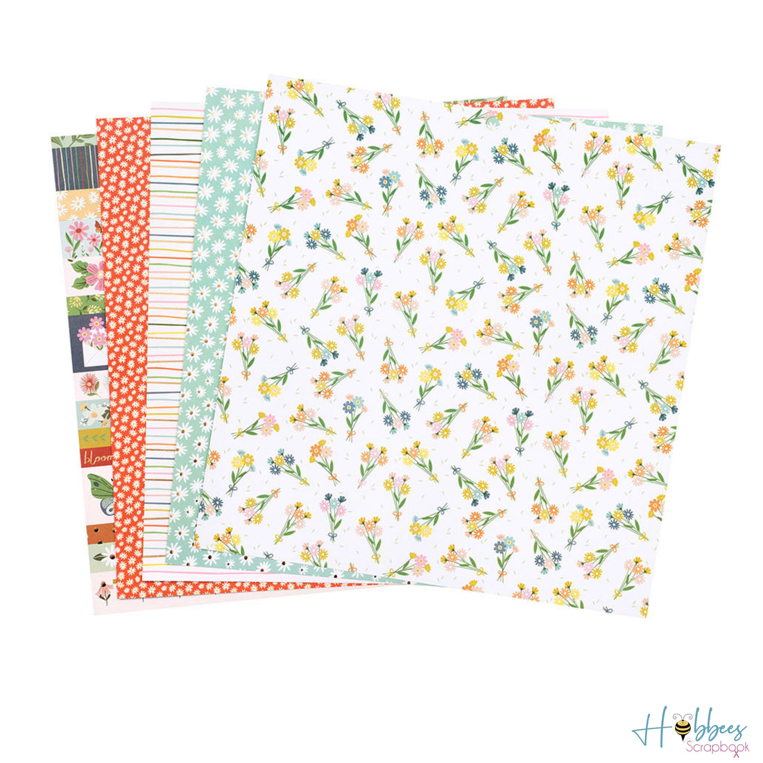 Pocket Full of Flowers Cardstock / Block de Cartulina Doble Cara Flores Con Foil 12&quot; Papel DCWV