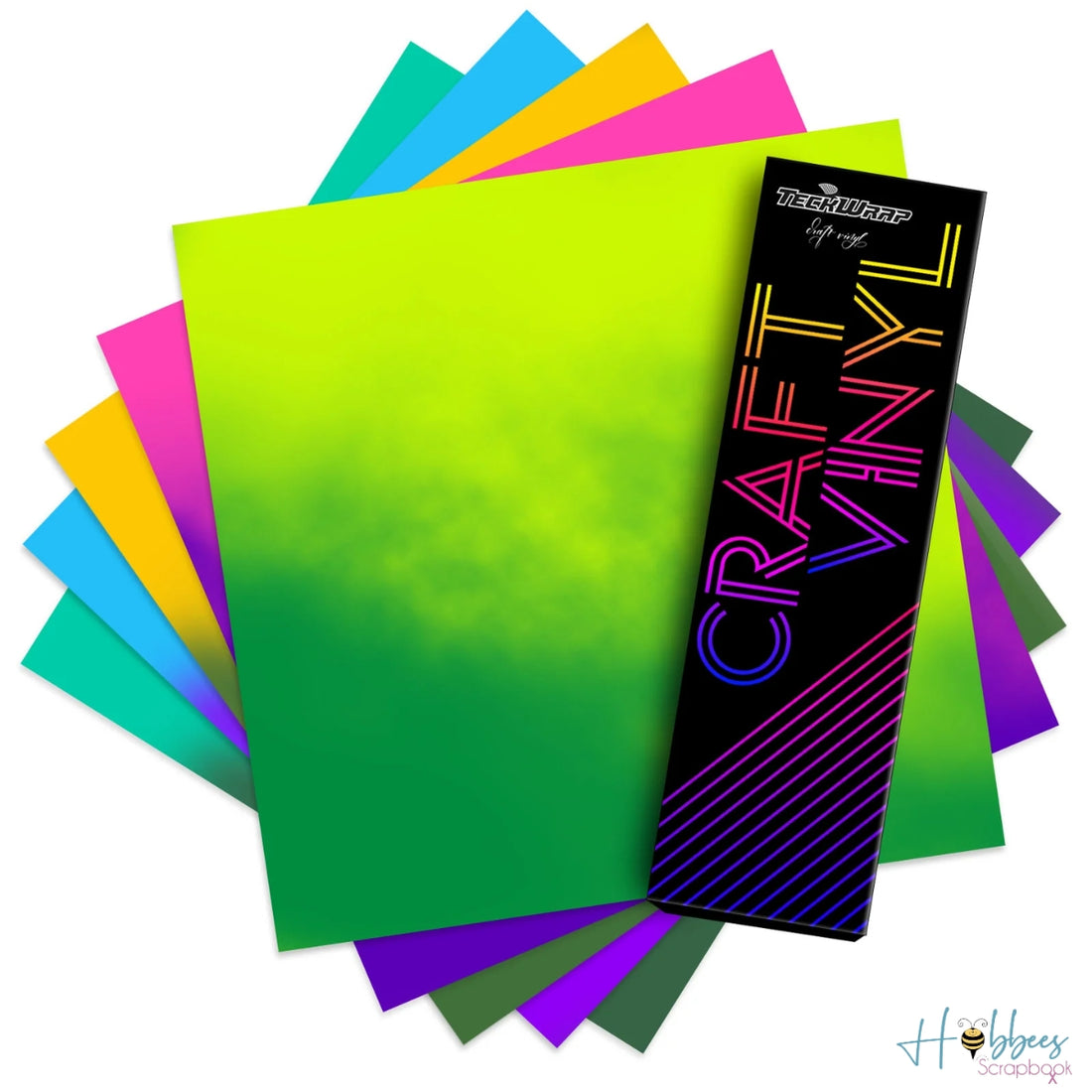 Neon Cold Color Changing Vinyl Sheets Pack / 5 Hojas De Vinil Cambian De Color Frío De Neón Viniles Teckwrap