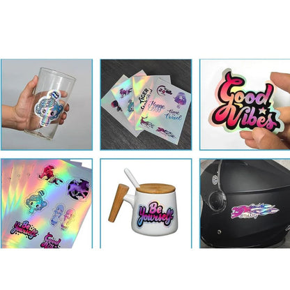 Holo Inkjet Printable Sticker Vinyl / 15 Hojas de Vinil Imprimible Holográfico Viniles Teckwrap