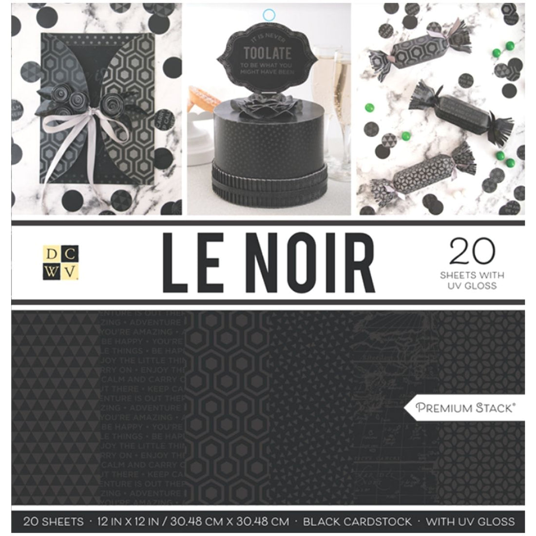 Cardstock Pad Le Noir w Gloss / Block de Cartulina Negra con Brillo UV Papel DCWV