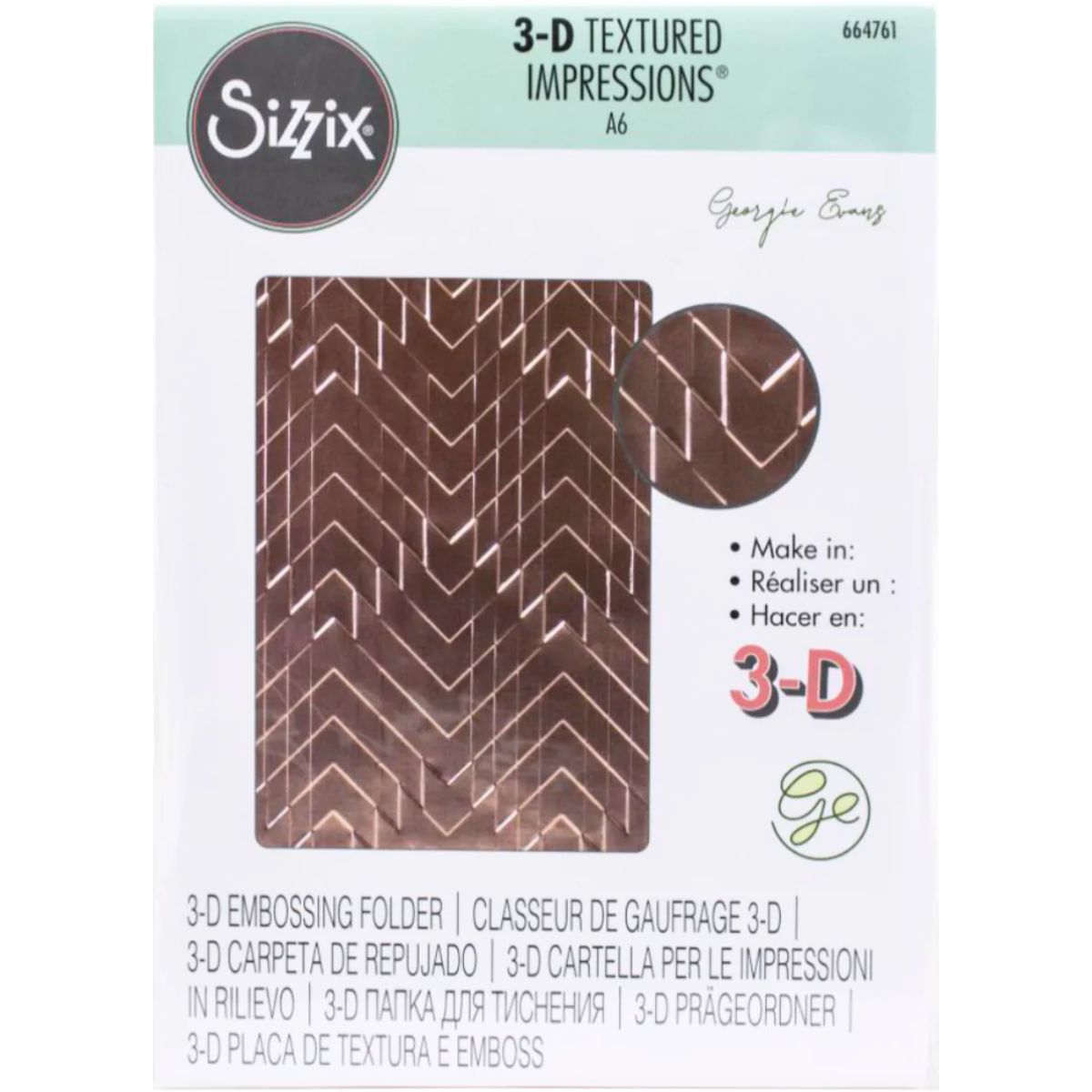 3D Textured Impressiones Staggered Chevron / Folder de Grabado Chevron Escaladado Folders de Grabado Sizzix