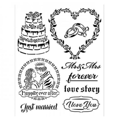 Just Married Sleeping Beauty Stencil / Plantilla de Novios Esténciles / Plantillas Stamperia