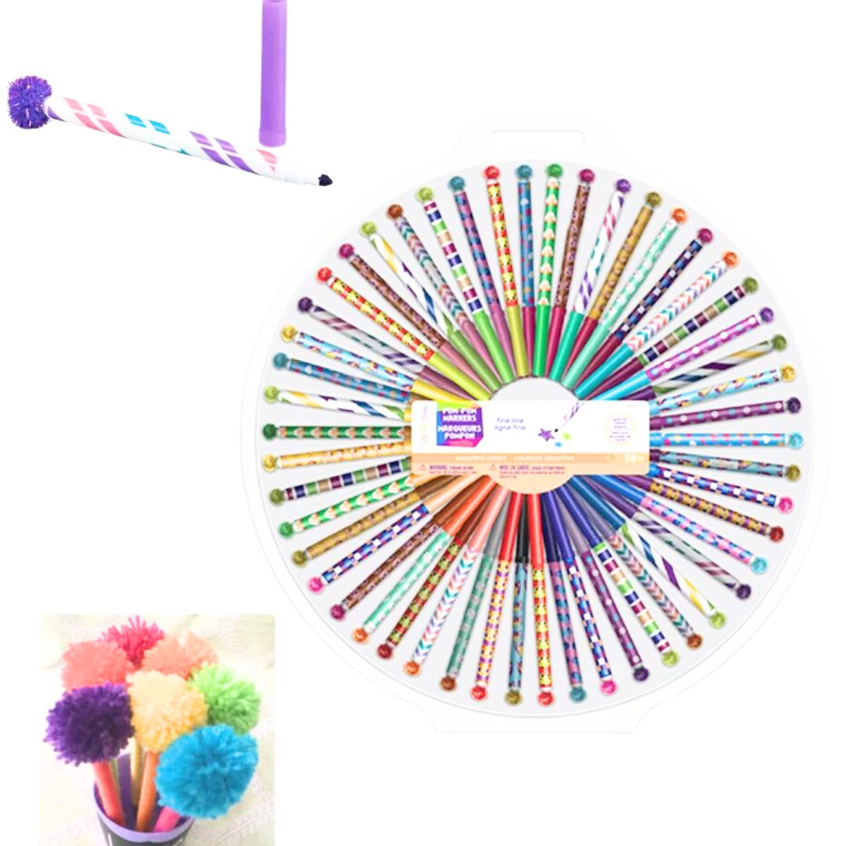 Pom Pom Markers 50 Pack / Marcadores Punta Fina de PomPom Marcadores &amp; Plumones Darice