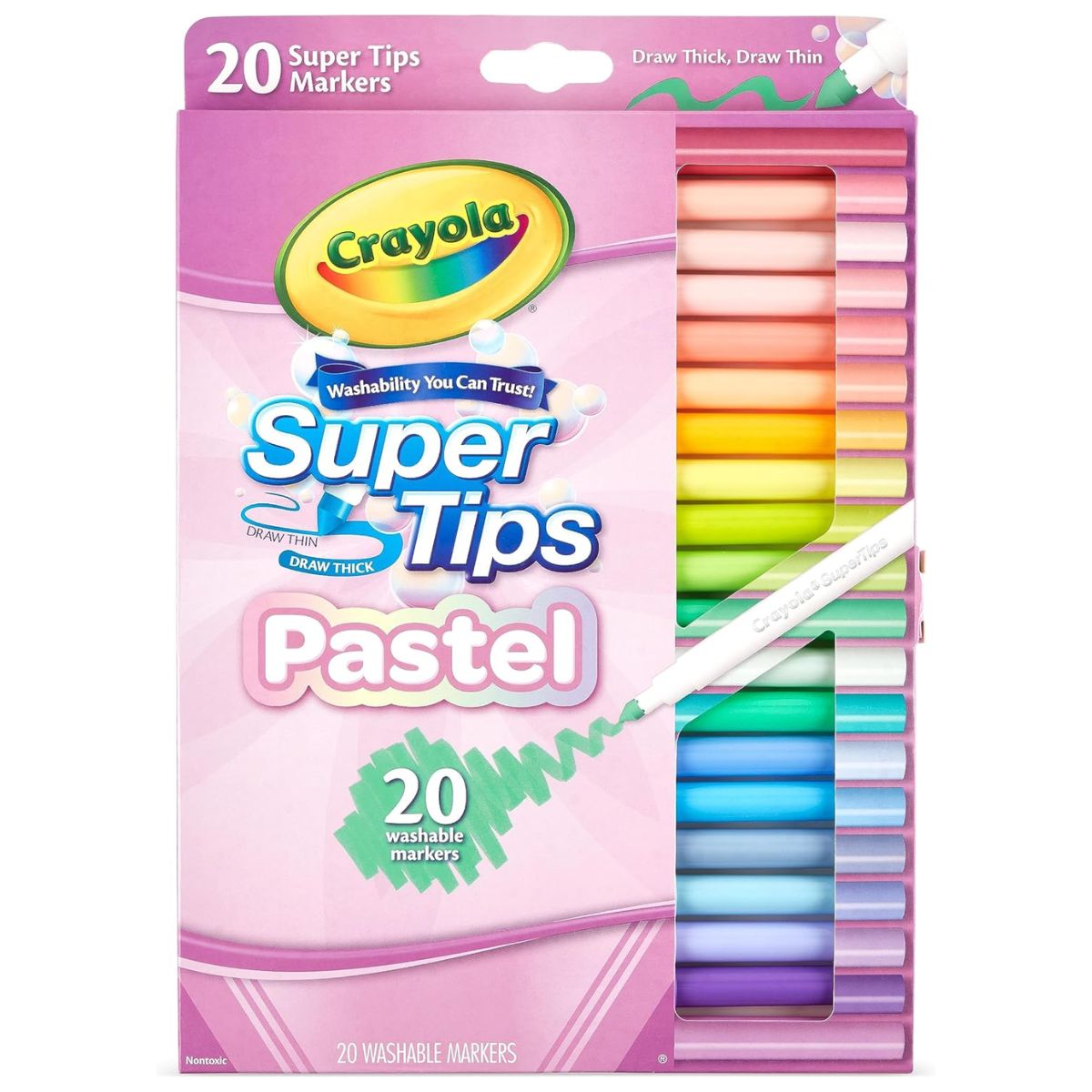 Washable Super Tips Markers Pastels / 20 Marcadores Lavables Colores Pastel Marcadores & Plumones Crayola