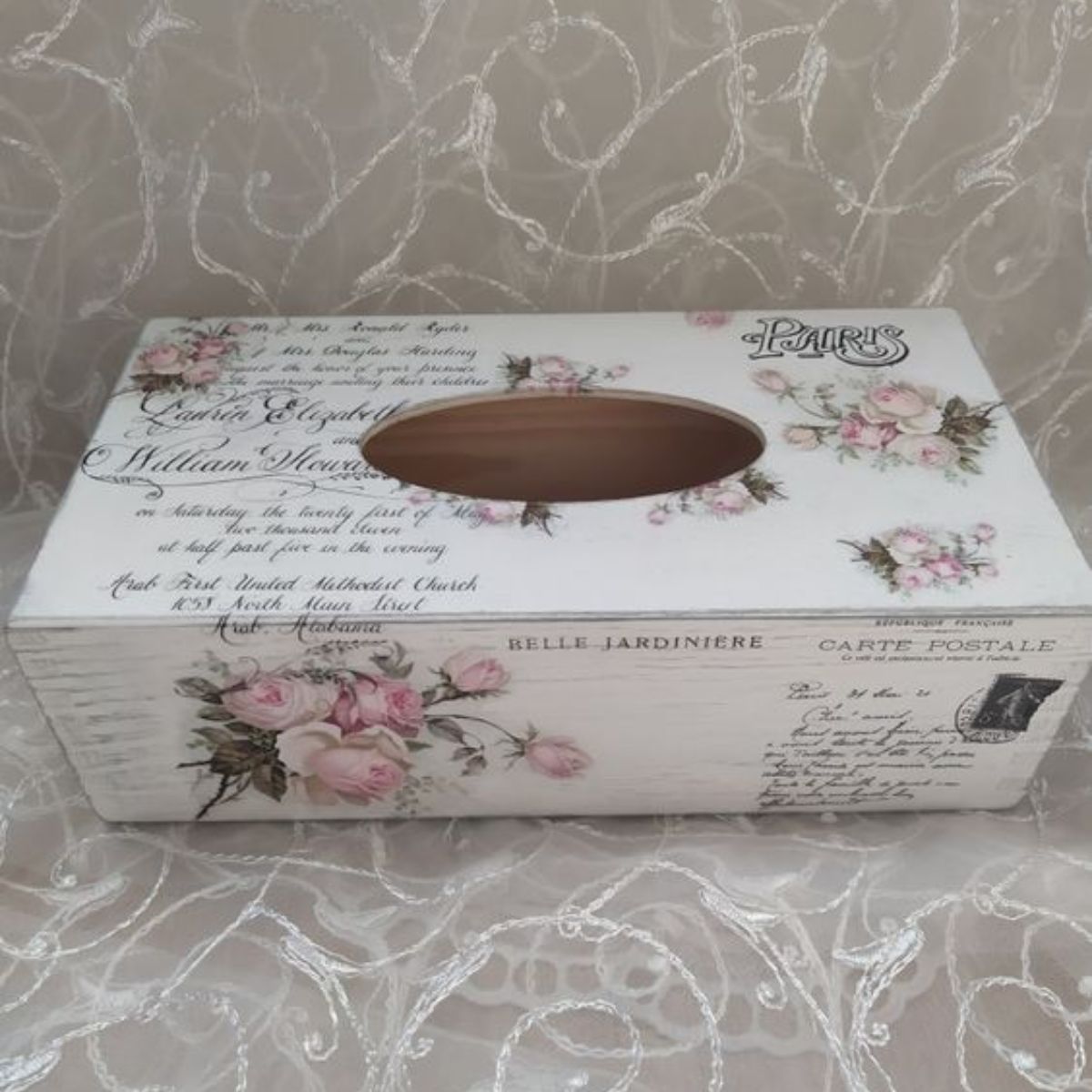 MDF Tissue Box / Caja para Pañuelos Faciales Personalizable Adornos / Embellishments Little Birdie