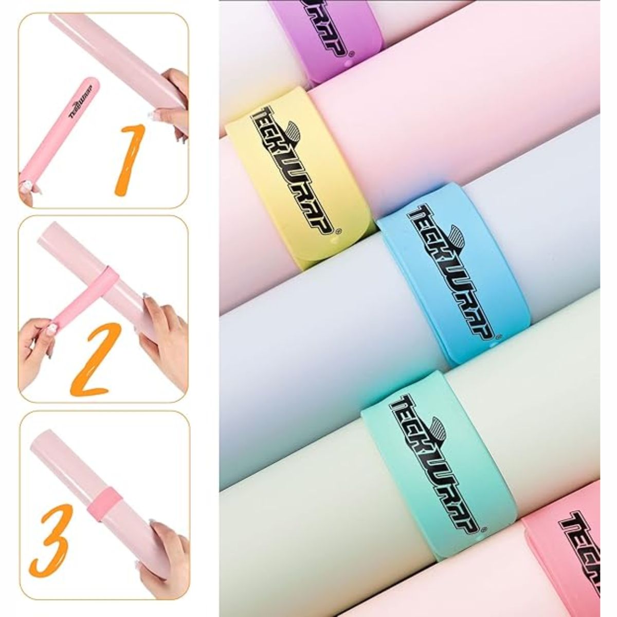 Silicone Slap Bracelets / Brazaletes Sujeta Rollos Almacenamiento y Organización Teckwrap