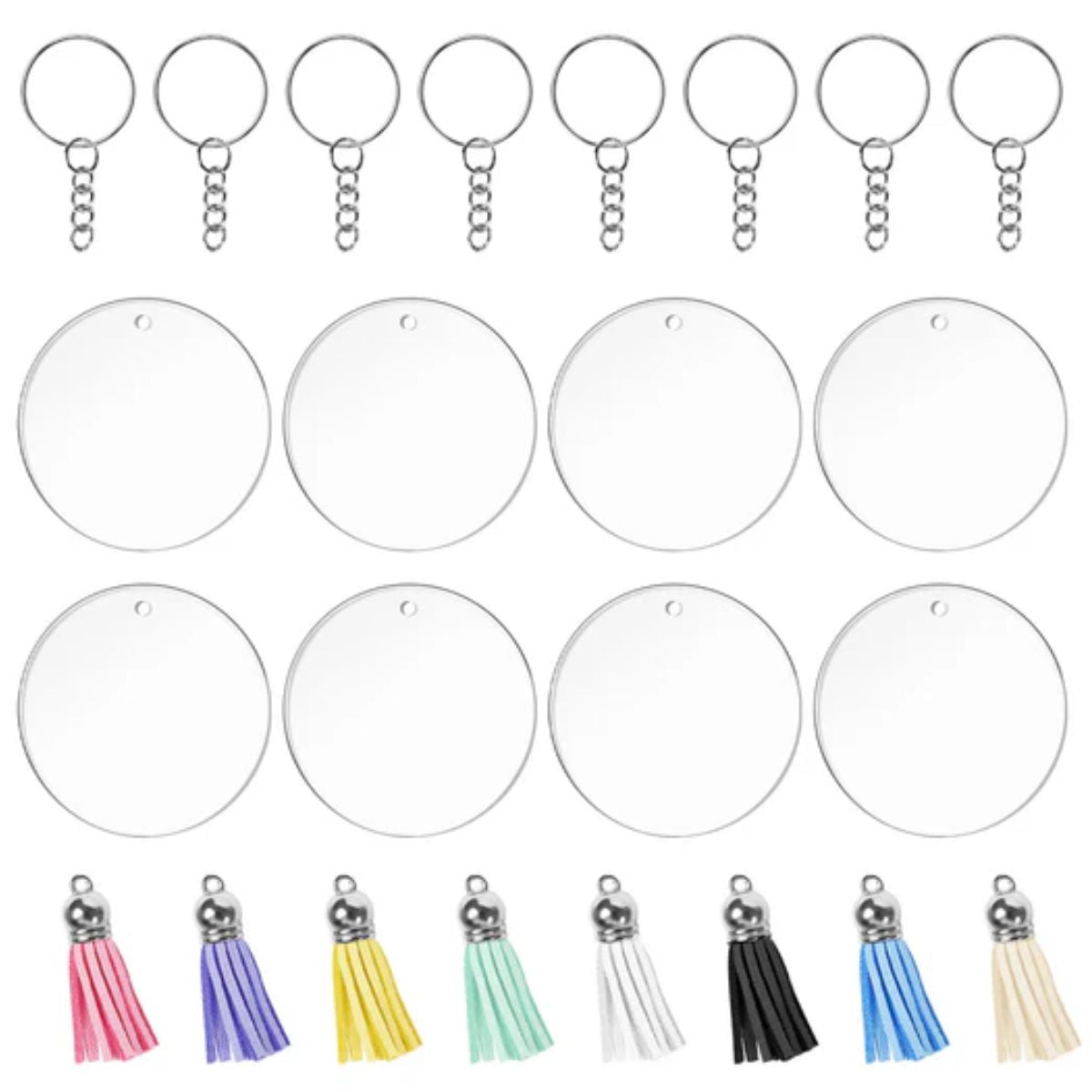 Round Acrylic Keychain Blanks / Set para Hacer 5 Llaveros de Acrílico Accesorios Teckwrap