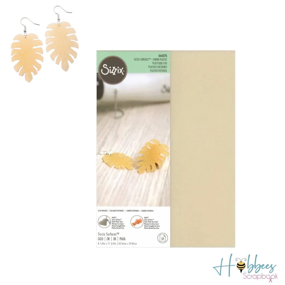 Shrink Plastic Sheets Gold 8.5 x 11&quot; / Hojas de Película Encogibles Oro Acetato y Especializados Sizzix