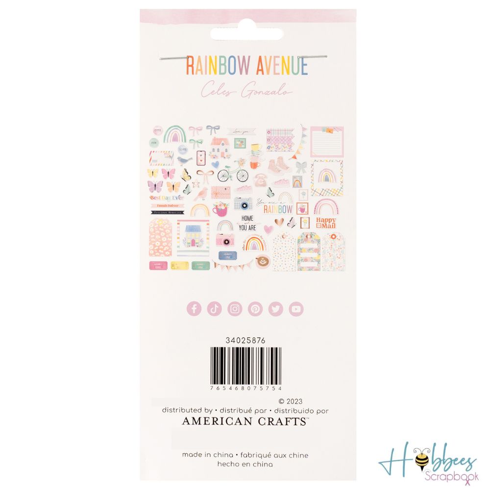 Rainbow Avenue Ephemera Die-Cuts / Recortes Decorativos Stickers American Crafts