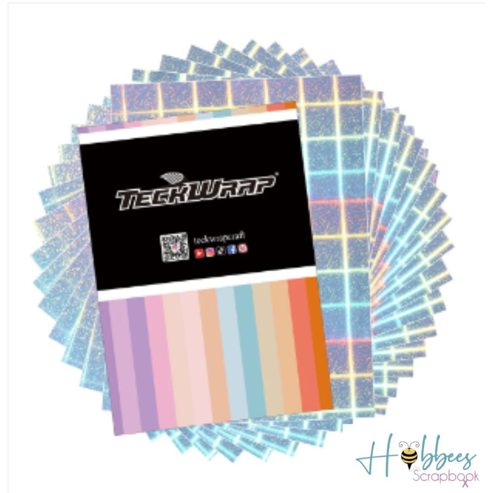 Holo Checkered Inkjet Printable Sticker Vinyl / 15 Hojas de Vinilo Adhesivo Imprimible Holográfico Cuadros Viniles Teckwrap