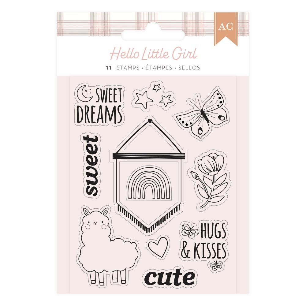 Hello Little Girl Mini Stamp Set / Juego de Mini Sellos Estampas American Crafts