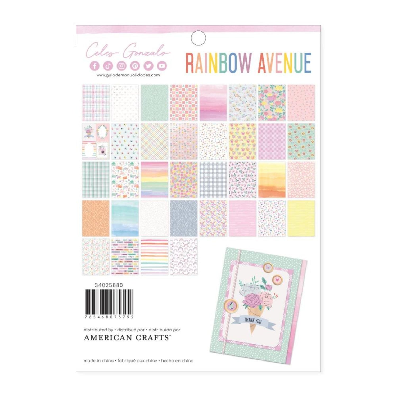 Single-Sided Paper Pad 6x8&quot; Rainbow Avenue / Block de Papel Celes Gonzalo Papel American Crafts