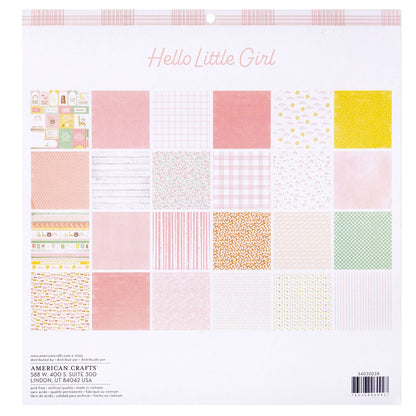 Hello Little Girl Paper Pad 12&quot; / Block Papel Hola Pequeña Papel American Crafts