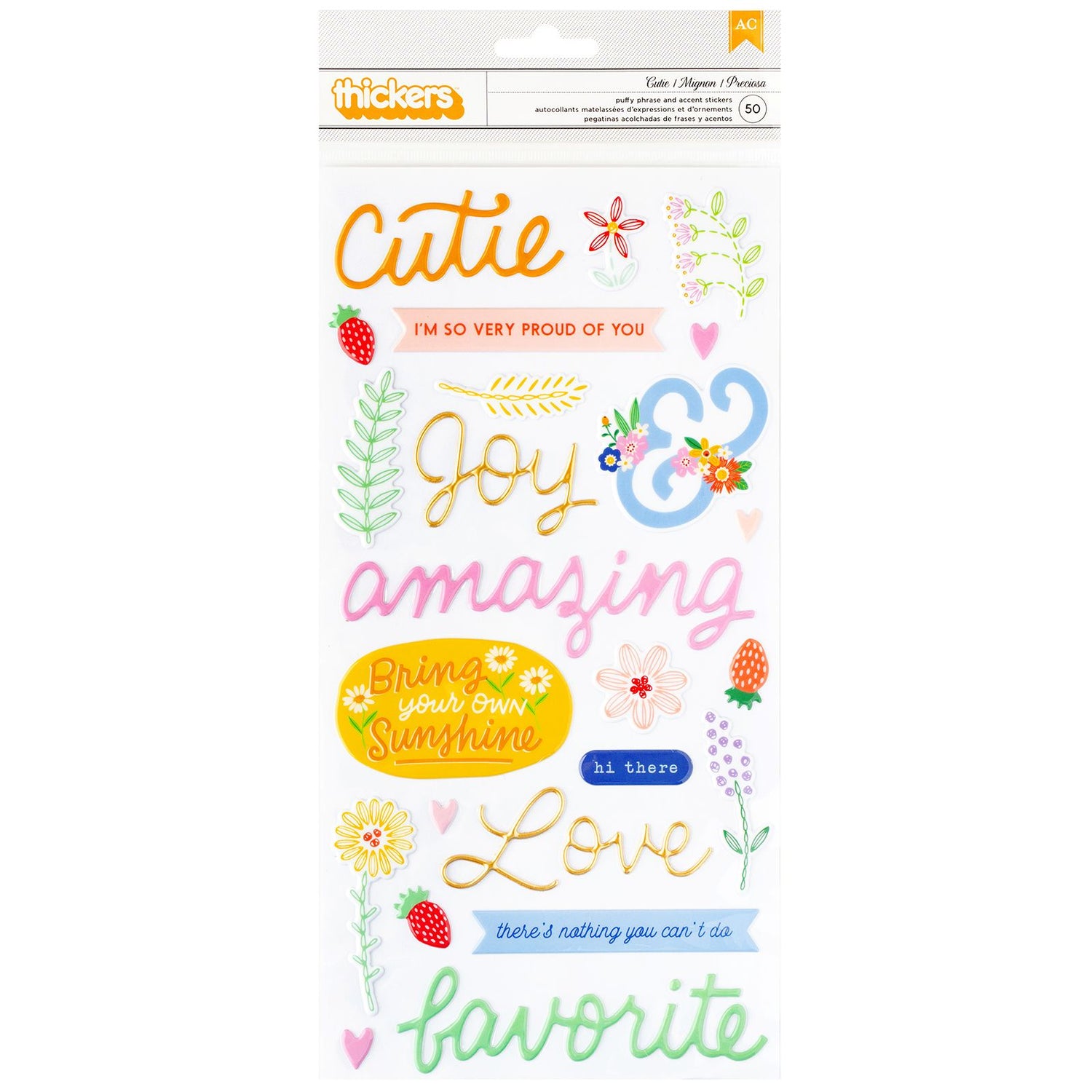 Poppy &amp; Pear Thickers Phrase / Pegatinas 3D Frases Bea Valint Stickers American Crafts